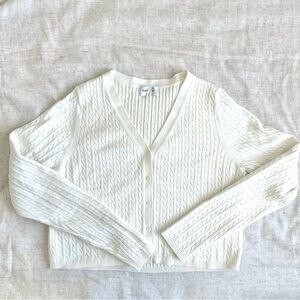 Aritzia cashmere cotton Women's White Cable Knit Sweater
